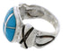 Silver And Turquoise Inlay Southwestern Ring Size 5-3/4 TX39956
